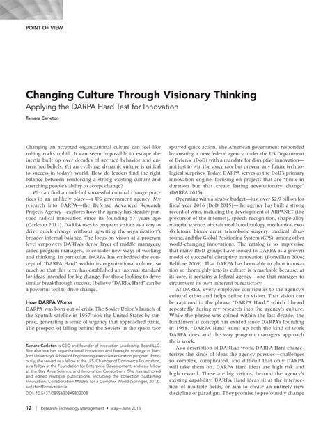 darpa hard test for innovation|(PDF) Point of View: Changing Culture Through Visionary Thinkin.